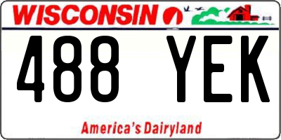 WI license plate 488YEK