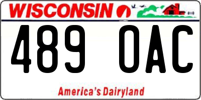 WI license plate 489OAC