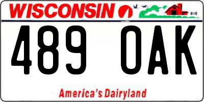 WI license plate 489OAK