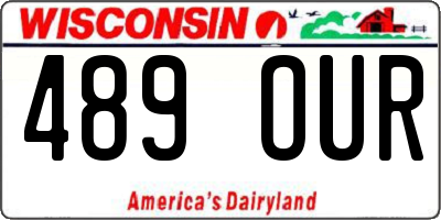 WI license plate 489OUR