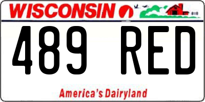 WI license plate 489RED