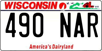 WI license plate 490NAR