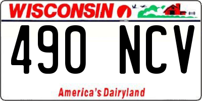 WI license plate 490NCV