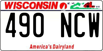 WI license plate 490NCW