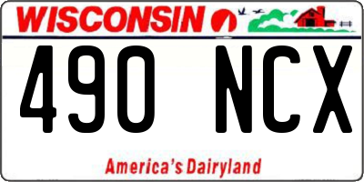 WI license plate 490NCX