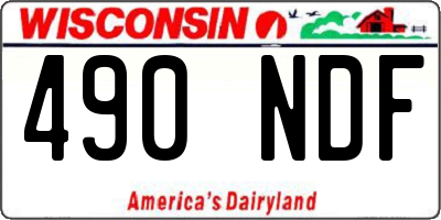 WI license plate 490NDF