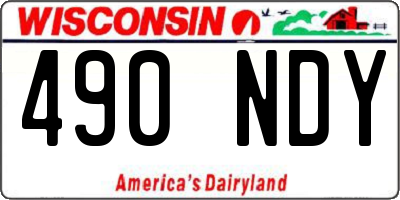 WI license plate 490NDY