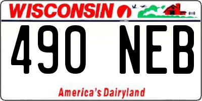 WI license plate 490NEB