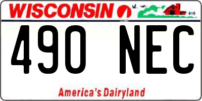 WI license plate 490NEC