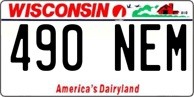WI license plate 490NEM