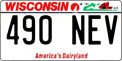 WI license plate 490NEV