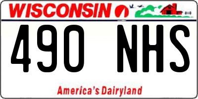 WI license plate 490NHS