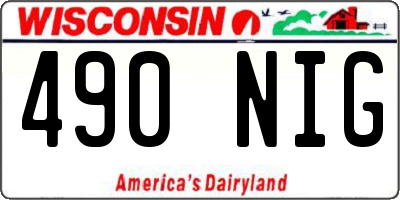 WI license plate 490NIG