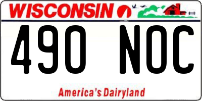 WI license plate 490NOC