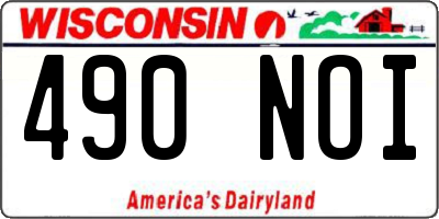 WI license plate 490NOI