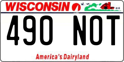 WI license plate 490NOT