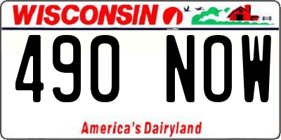 WI license plate 490NOW