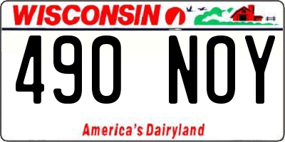 WI license plate 490NOY