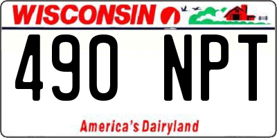 WI license plate 490NPT