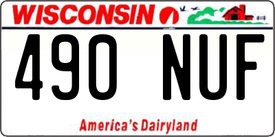 WI license plate 490NUF