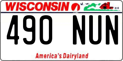 WI license plate 490NUN