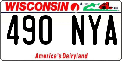 WI license plate 490NYA