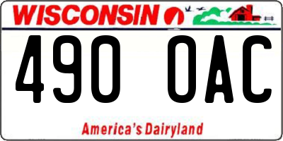 WI license plate 490OAC