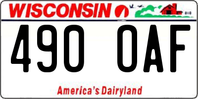 WI license plate 490OAF