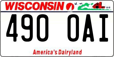 WI license plate 490OAI