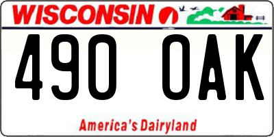 WI license plate 490OAK