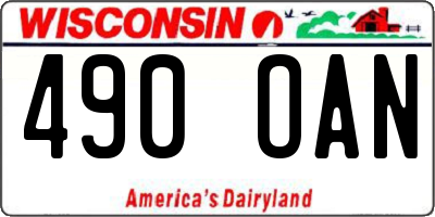 WI license plate 490OAN