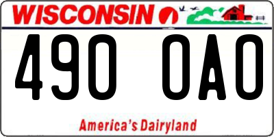 WI license plate 490OAO