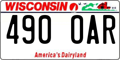 WI license plate 490OAR