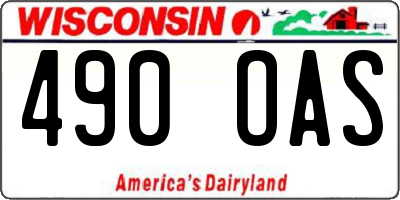 WI license plate 490OAS