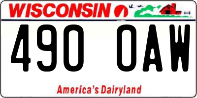 WI license plate 490OAW