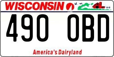WI license plate 490OBD