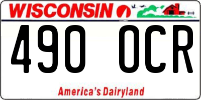WI license plate 490OCR