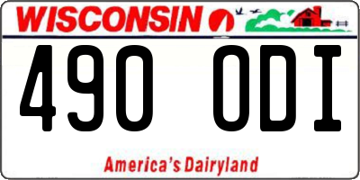 WI license plate 490ODI