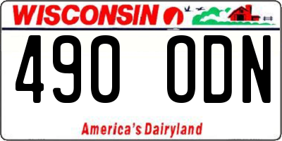 WI license plate 490ODN