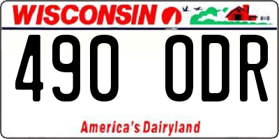 WI license plate 490ODR