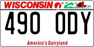 WI license plate 490ODY