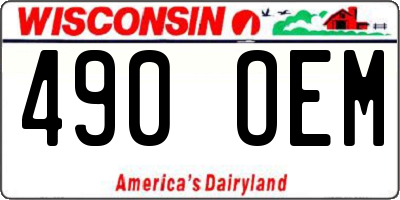 WI license plate 490OEM