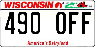 WI license plate 490OFF