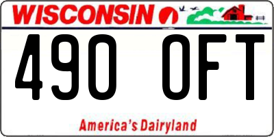 WI license plate 490OFT