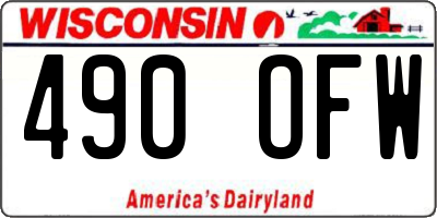 WI license plate 490OFW