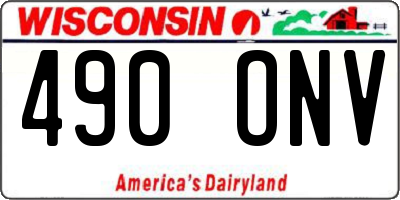 WI license plate 490ONV
