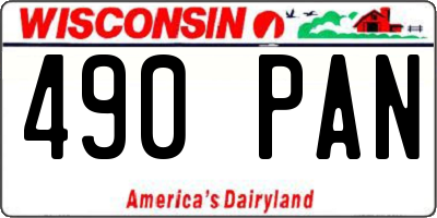 WI license plate 490PAN