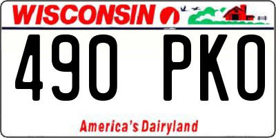 WI license plate 490PKO