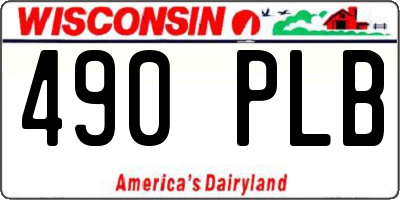 WI license plate 490PLB