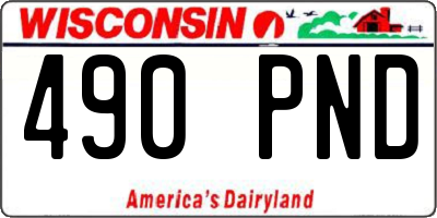 WI license plate 490PND